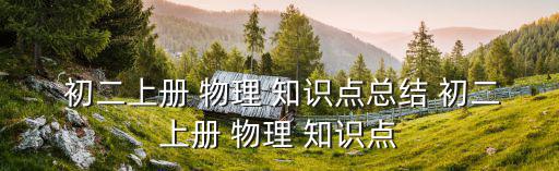  初二上冊 物理 知識點(diǎn)總結(jié) 初二上冊 物理 知識點(diǎn)