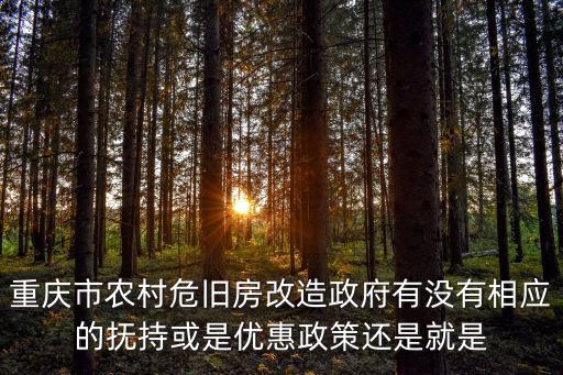 重慶市農村危舊房改造政府有沒有相應的撫持或是優惠政策還是就是