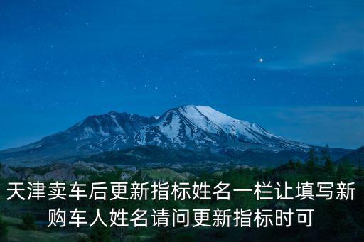 天津賣車后更新指標姓名一欄讓填寫新購車人姓名請問更新指標時可