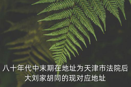 八十年代中末期在地址為天津市法院后大劉家胡同的現(xiàn)對應(yīng)地址