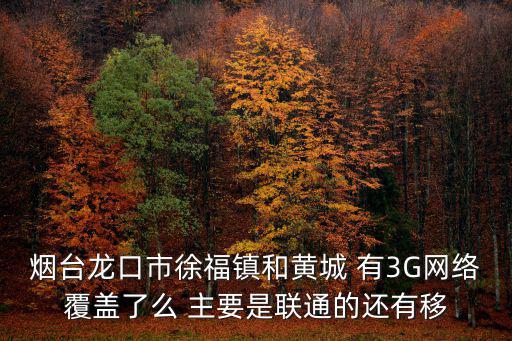 煙臺龍口市徐福鎮和黃城 有3G網絡覆蓋了么 主要是聯通的還有移