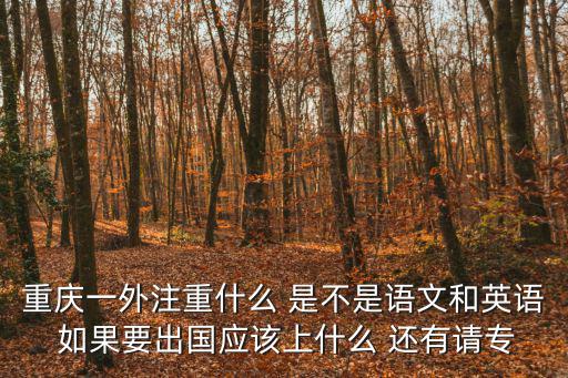 重慶一外注重什么 是不是語文和英語 如果要出國應該上什么 還有請專