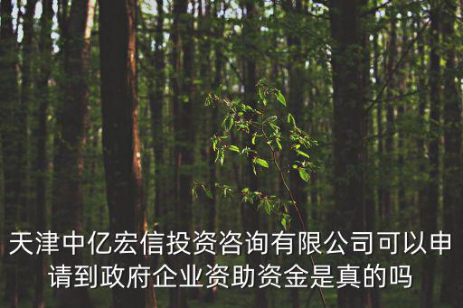天津市科技型中小企業技術創新基金項目，天津中億宏信投資咨詢有限公司可以申請到政府企業資助資金是真的嗎