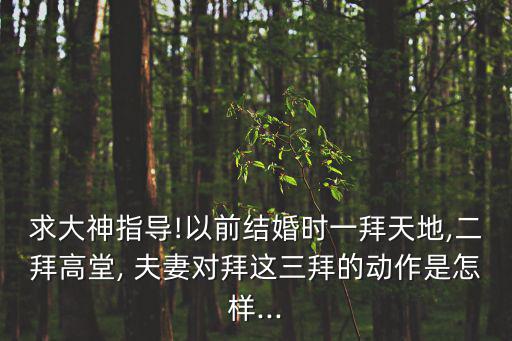 求大神指導(dǎo)!以前結(jié)婚時(shí)一拜天地,二拜高堂, 夫妻對(duì)拜這三拜的動(dòng)作是怎樣...