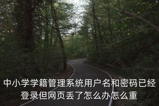 中小學(xué)學(xué)籍管理系統(tǒng)用戶名和密碼已經(jīng)登錄但網(wǎng)頁丟了怎么辦怎么重