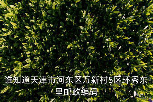 誰知道天津市河東區萬新村5區環秀東里郵政編碼