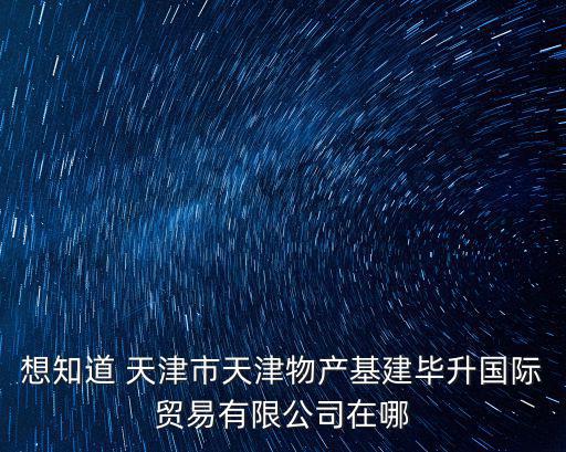 想知道 天津市天津物產基建畢升國際貿易有限公司在哪