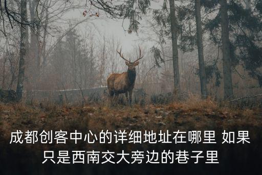 成都創客中心的詳細地址在哪里 如果只是西南交大旁邊的巷子里