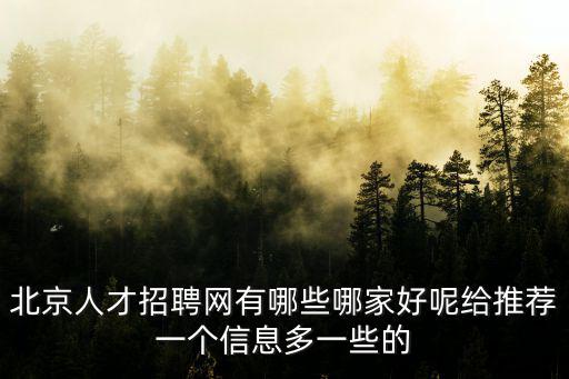 北京人才招聘網有哪些哪家好呢給推薦一個信息多一些的