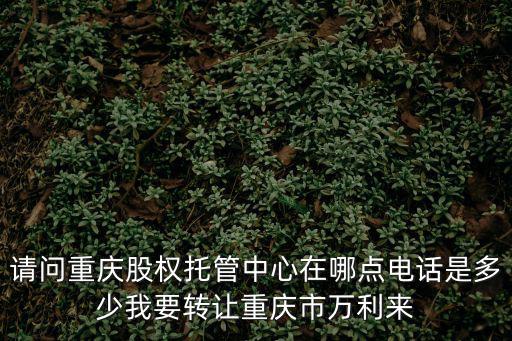 請問重慶股權(quán)托管中心在哪點電話是多少我要轉(zhuǎn)讓重慶市萬利來