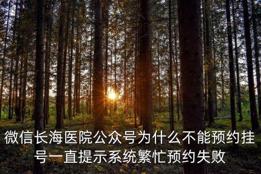 微信長海醫院公眾號為什么不能預約掛號一直提示系統繁忙預約失敗