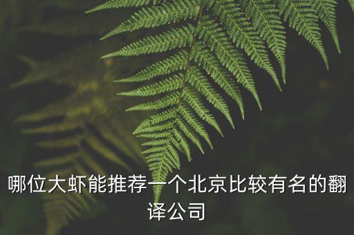 北京正規的翻譯機構排名，北京比較好的翻譯公司有那幾家