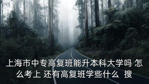 上海市中專高復(fù)班能升本科大學(xué)嗎 怎么考上 還有高復(fù)班學(xué)些什么  搜