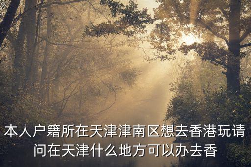 本人戶籍所在天津津南區想去香港玩請問在天津什么地方可以辦去香