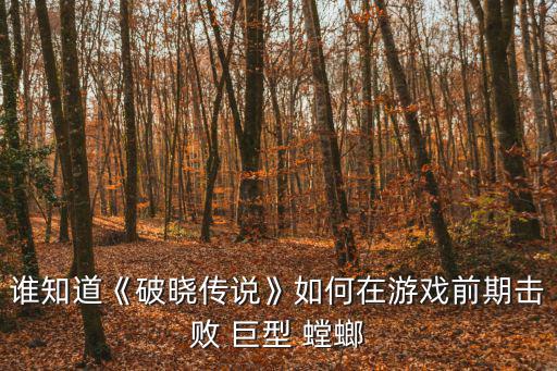 誰知道《破曉傳說》如何在游戲前期擊敗 巨型 螳螂