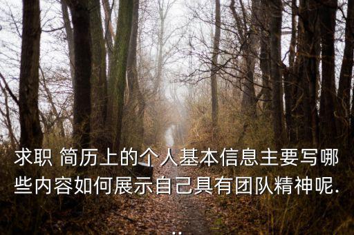 求職 簡歷上的個人基本信息主要寫哪些內容如何展示自己具有團隊精神呢...