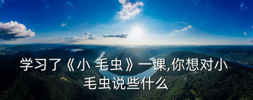學習了《小 毛蟲》一課,你想對小 毛蟲說些什么