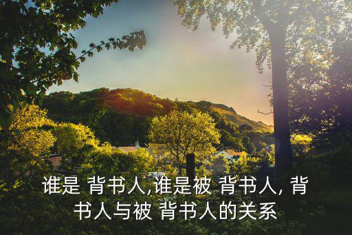 誰是 背書人,誰是被 背書人, 背書人與被 背書人的關系