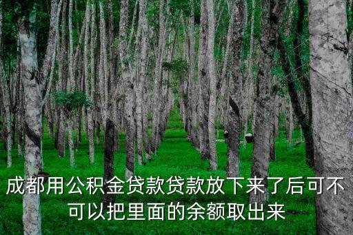 成都用公積金貸款貸款放下來了后可不可以把里面的余額取出來