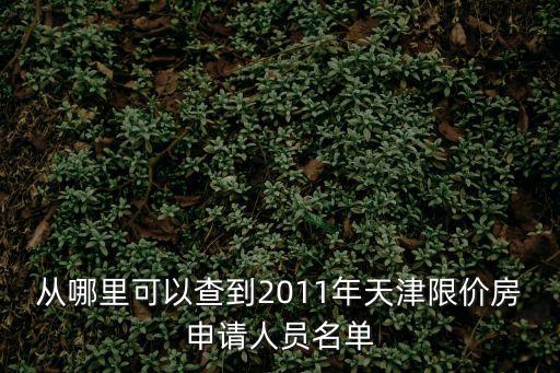 從哪里可以查到2011年天津限價房申請人員名單