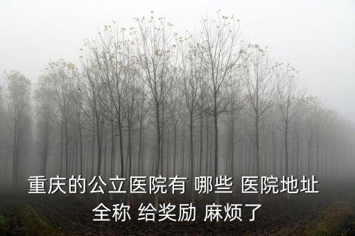 重慶的公立醫院有 哪些 醫院地址 全稱 給獎勵 麻煩了