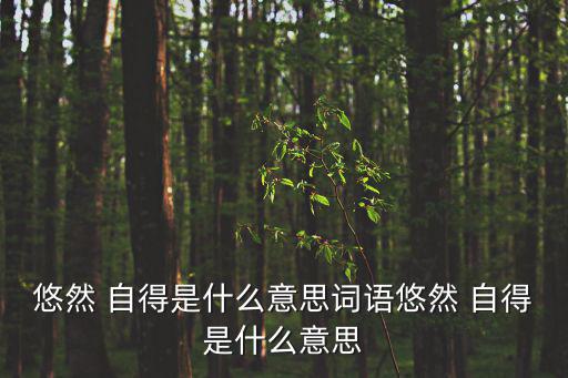 悠然 自得是什么意思詞語悠然 自得是什么意思