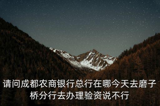 請問成都農(nóng)商銀行總行在哪今天去磨子橋分行去辦理驗(yàn)資說不行