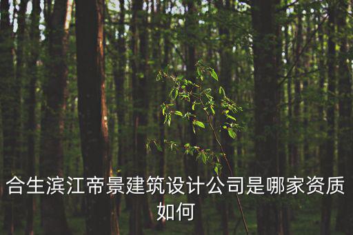 天津市森特爾新技術有限公司，合生濱江帝景建筑設計公司是哪家資質如何