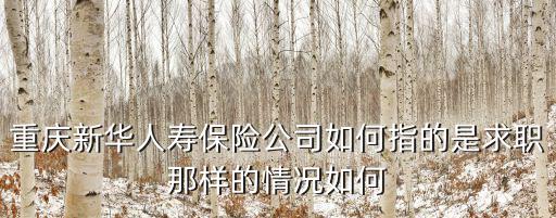 重慶新華人壽保險公司如何指的是求職那樣的情況如何