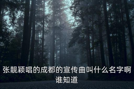 張靚穎唱的成都的宣傳曲叫什么名字啊誰知道