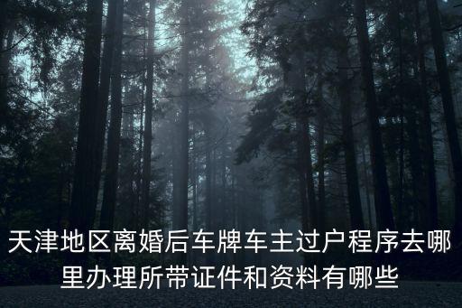 天津地區(qū)離婚后車(chē)牌車(chē)主過(guò)戶(hù)程序去哪里辦理所帶證件和資料有哪些
