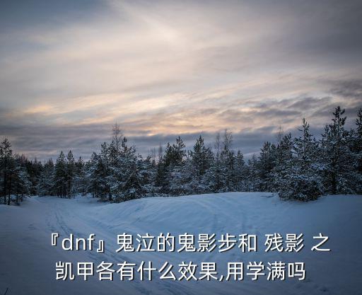 『dnf』鬼泣的鬼影步和 殘影 之凱甲各有什么效果,用學滿嗎