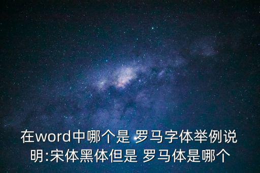 在word中哪個是 羅馬字體舉例說明:宋體黑體但是 羅馬體是哪個