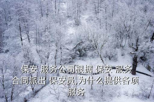  保安 服務公司根據 保安 服務 合同派出 保安員,為什么提供各項 服務