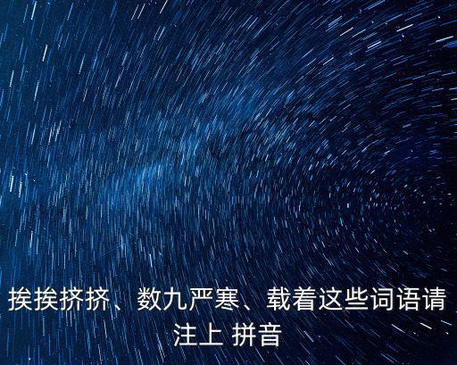 挨挨擠擠、數九嚴寒、載著這些詞語請注上 拼音