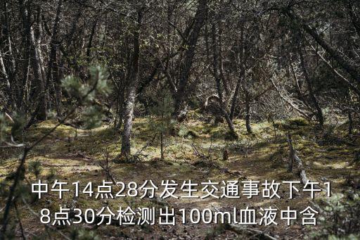中午14點28分發生交通事故下午18點30分檢測出100ml血液中含