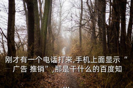 剛才有一個(gè)電話打來,手機(jī)上面顯示“ 廣告 推銷”,那是干什么的百度知...