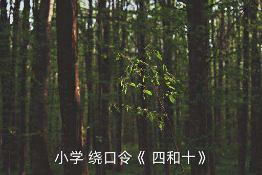 小學 繞口令《 四和十》