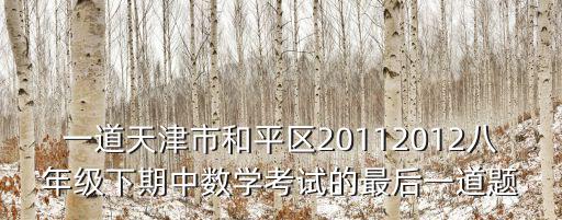 天津市和平區八年級物理下學期，一道天津市和平區20112012八年級下期中數學考試的最后一道題