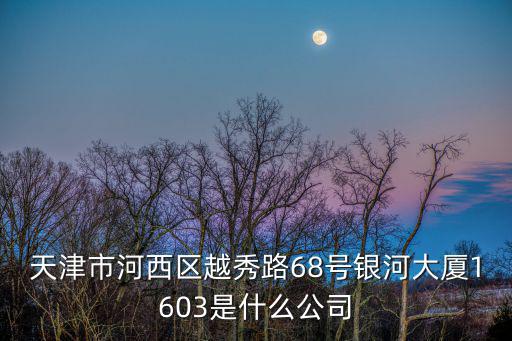 天津市河西區越秀路68號銀河大廈1603是什么公司