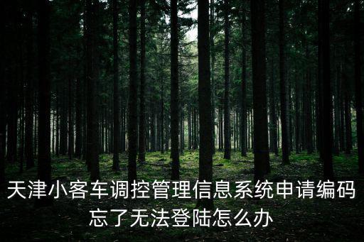天津小客車調控管理信息系統申請編碼忘了無法登陸怎么辦