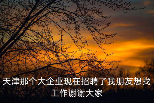 天津那個大企業現在招聘了我朋友想找工作謝謝大家