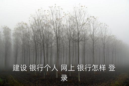 建設 銀行個人 網上 銀行怎樣 登錄