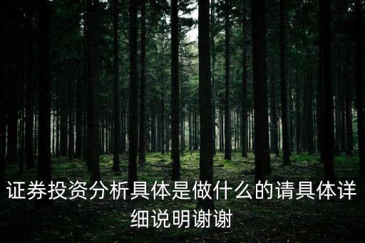 證券投資分析，證券投資分析的含義是什么