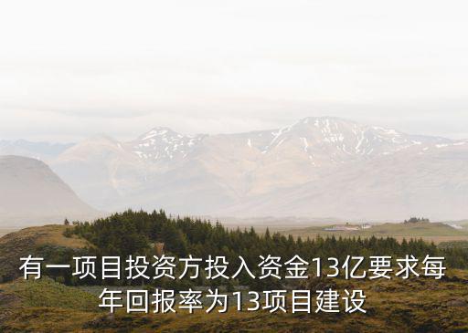 有一項目投資方投入資金13億要求每年回報率為13項目建設