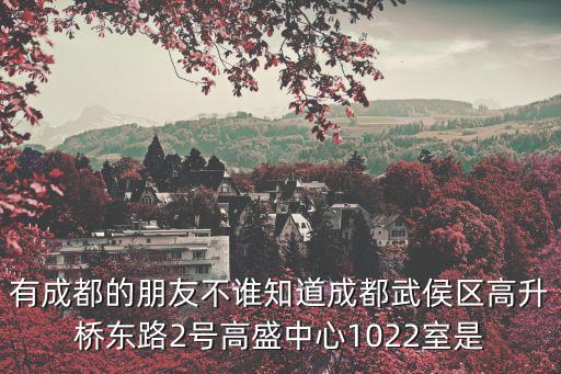 有成都的朋友不誰知道成都武侯區高升橋東路2號高盛中心1022室是