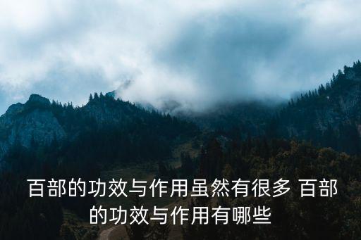  百部的功效與作用雖然有很多 百部的功效與作用有哪些