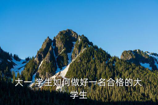  大一 學(xué)生如何做好一名合格的大 學(xué)生