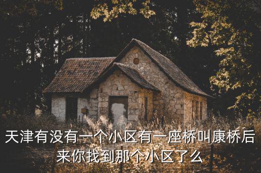 天津有沒有一個小區有一座橋叫康橋后來你找到那個小區了么