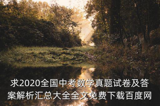 求2020全國(guó)中考數(shù)學(xué)真題試卷及答案解析匯總大全全文免費(fèi)下載百度網(wǎng)